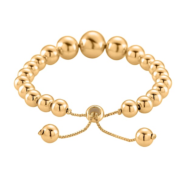 Round Shape Beaded Chain Bracelet In Goldtone (6-9In)