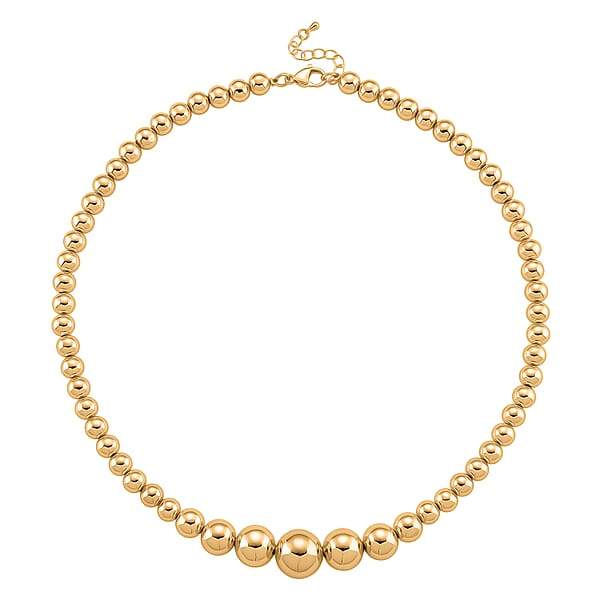 Round Shape Beaded Chain Necklace In Goldtone 20-22 Inches