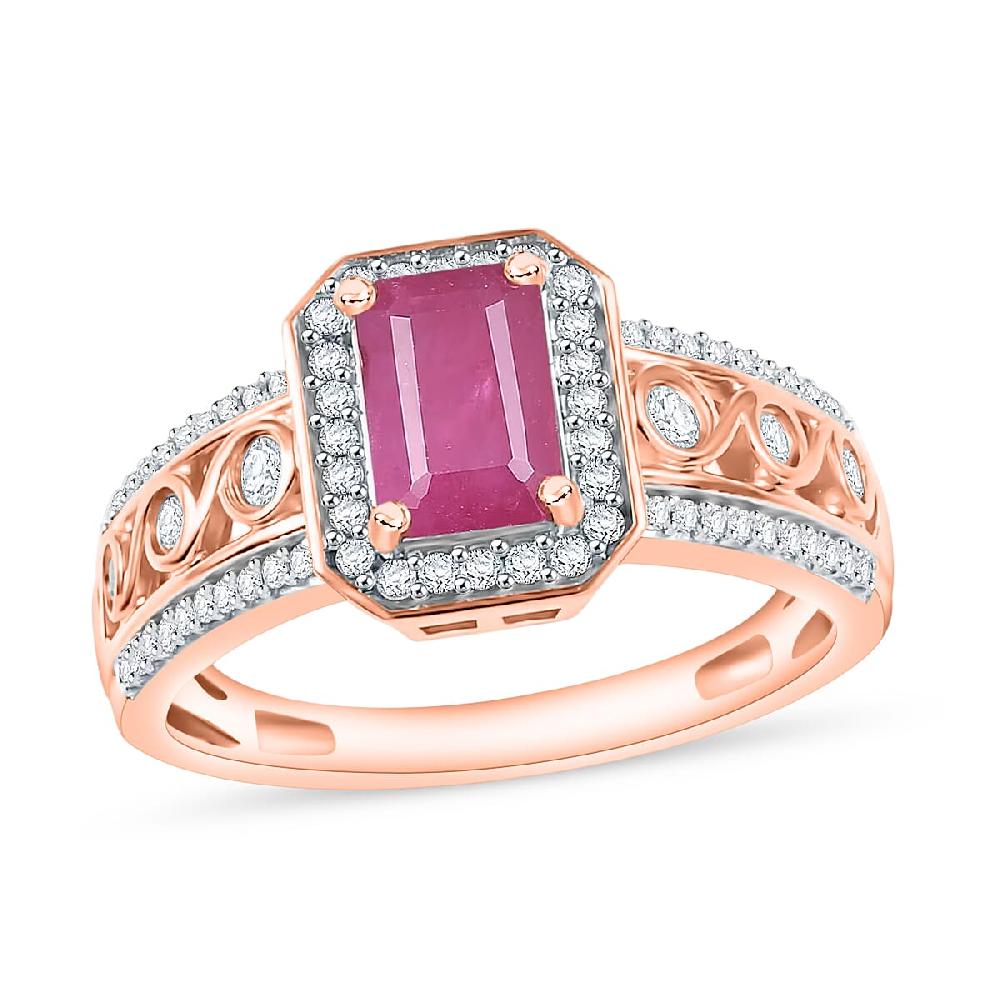Royal Ruby and White Zircon 2.54 ctw Ring in 18K Vermeil Rose Gold Over Sterling Silver (Del. in 10-12 Days)