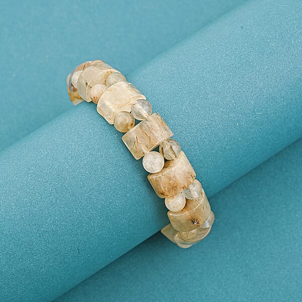 Rutilated Quartz 144.55 Ctw Stretch Bracelet (6.00 In)
