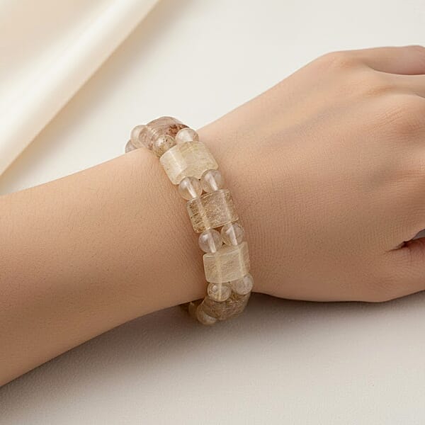 Rutilated Quartz 144.55 Ctw Stretch Bracelet (6.00 In)