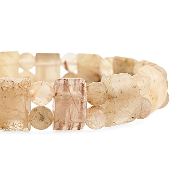 Rutilated Quartz 144.55 Ctw Stretch Bracelet (6.00 In)