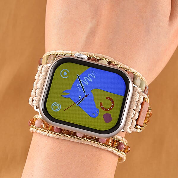 S9 Multi Functional Smart Watch With White Silicone And 3-Row Jasper Strap