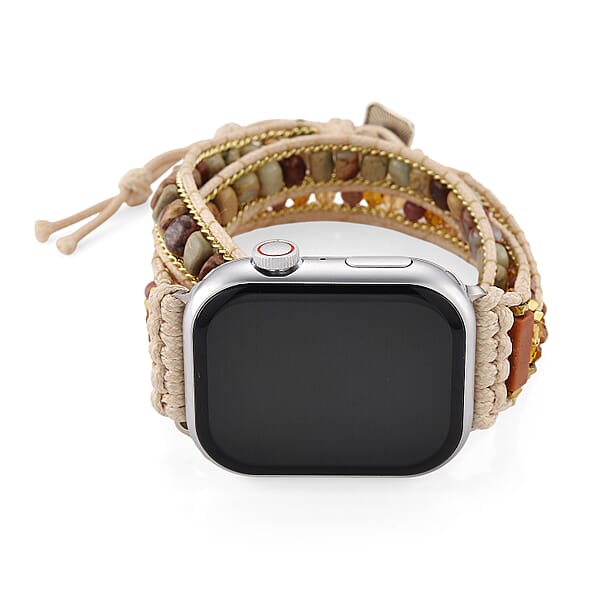 S9 Multi Functional Smart Watch With White Silicone And 3-Row Jasper Strap