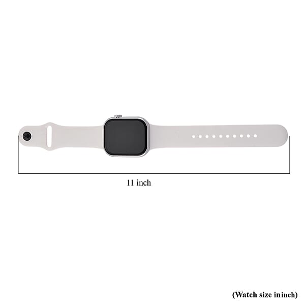 S9 Smart Multi-functional Silver Smart Watch With White Silicone Strap And Robot Pendant Necklace (36 Inches) In Silvertone
