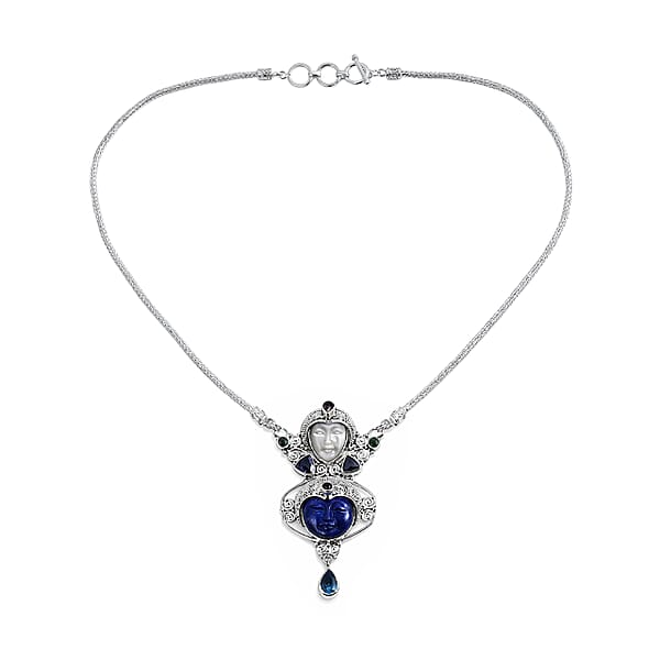 Sajen Silver Lapis Lazuli And Multi Gemstone 18.00 Ctw Necklace In Sterling Silver 20 Inches
