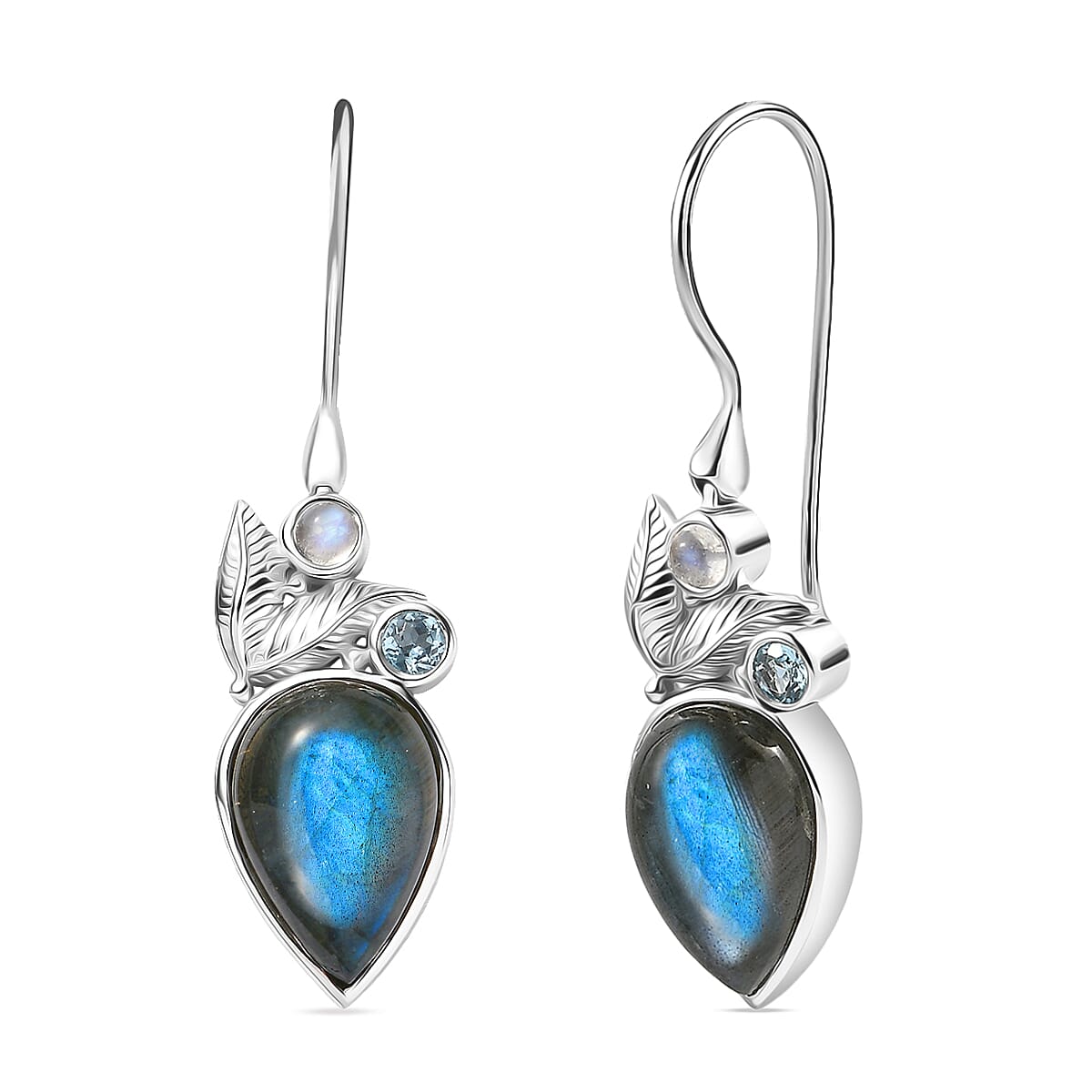 Sajen Silver Malagasy Labradorite Multi Gemstone Earrings in Rhodium Over Sterling Silver 10.40 ctw