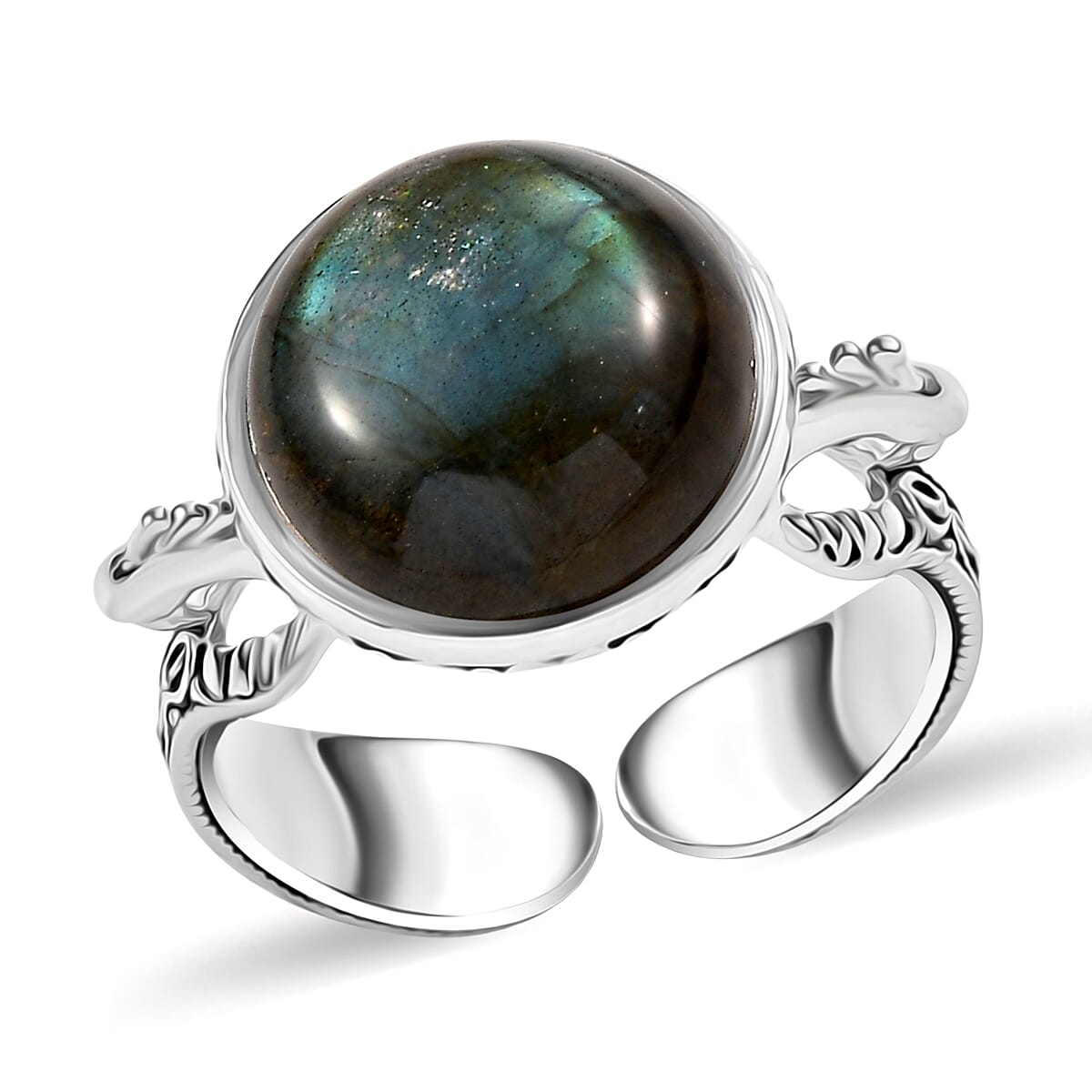 Sajen Silver Malagasy Labradorite Ring in Rhodium Over Sterling Silver 5.50 ctw