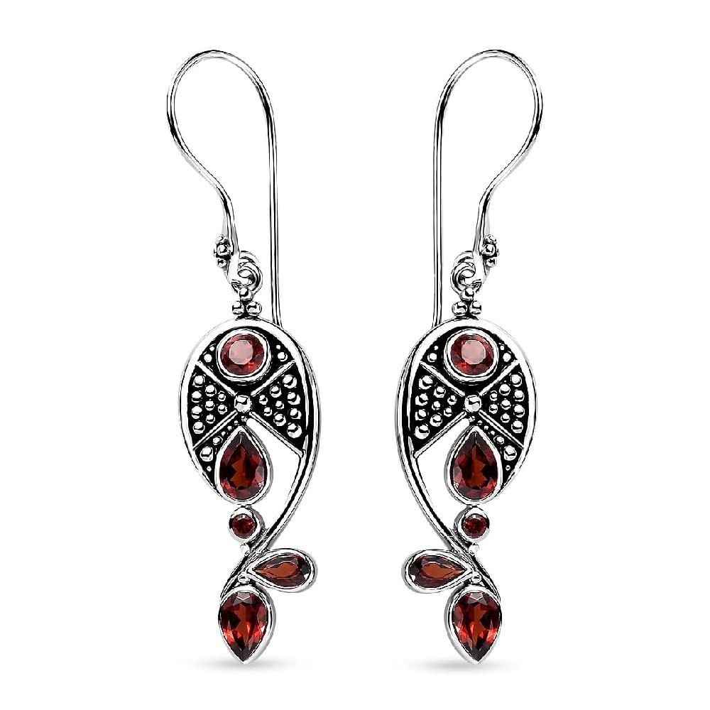 Sajen Silver Mozambique Garnet 3.50 ctw Earrings in Rhodium Over Sterling Silver