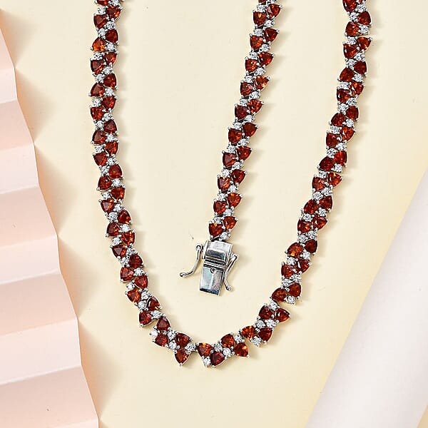 Santa Ana Madeira Citrine And White Zircon Necklace 18 Inches In Rhodium Over Sterling Silver 22.10 Ctw