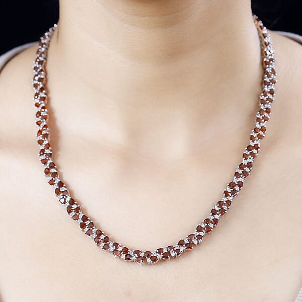 Santa Ana Madeira Citrine And White Zircon Necklace 18 Inches In Rhodium Over Sterling Silver 22.10 Ctw