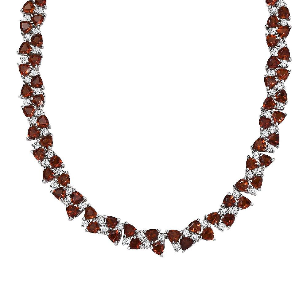 Santa Ana Madeira Citrine and White Zircon Necklace 18 Inches in Rhodium Over Sterling Silver 22.10 ctw