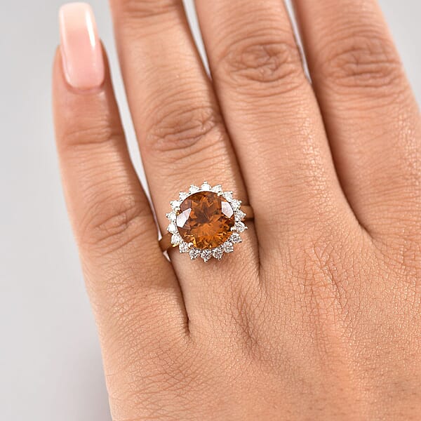 Santa Ana Madeira Citrine Lab Grown Diamond (G-H SI) Ring In 10K Yellow Gold 5.33 Ctw