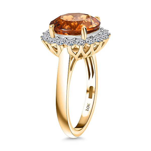 Santa Ana Madeira Citrine Lab Grown Diamond (G-H SI) Ring In 10K Yellow Gold 5.33 Ctw