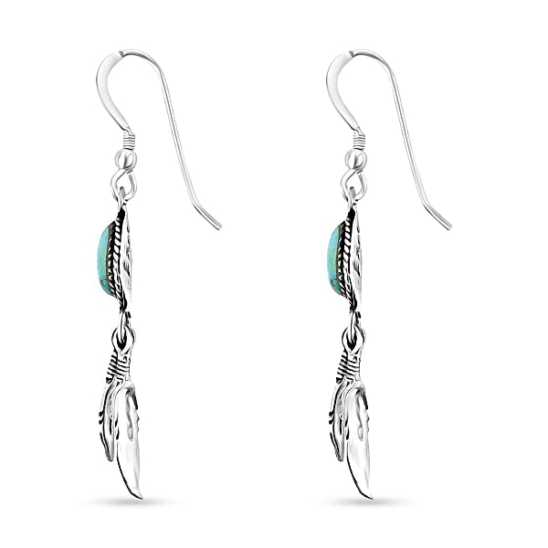 Santa Fe Style Kingman Turquoise 0.24 Ctw Earrings In Sterling Silver