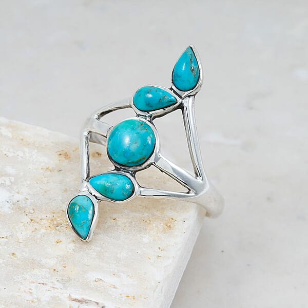 Santa Fe Style Kingman Turquoise 0.75 Ctw Ring In Sterling Silver