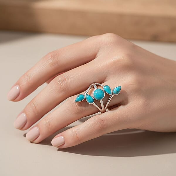 Santa Fe Style Kingman Turquoise 0.75 Ctw Ring In Sterling Silver
