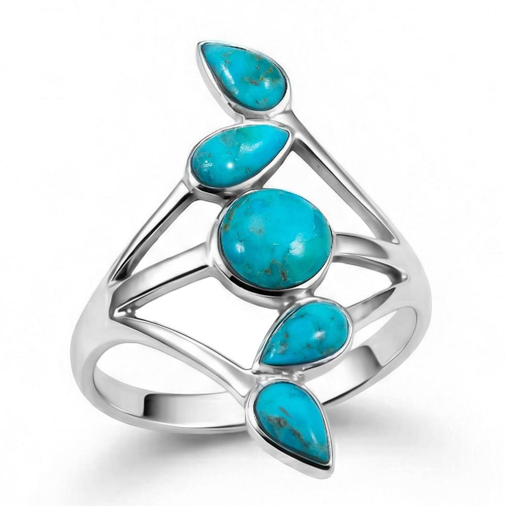 Santa Fe Style Kingman Turquoise 0.75 ctw Ring in Sterling Silver