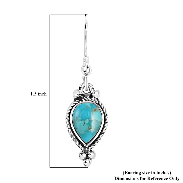 Santa Fe Style Kingman Turquoise 1.00 Ctw Earrings In Sterling Silver Silver Solitaire Earrings Silver Jewelry For Women