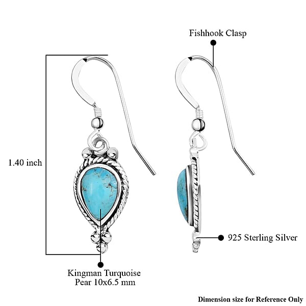Santa Fe Style Kingman Turquoise 1.00 Ctw Earrings In Sterling Silver Silver Solitaire Earrings Silver Jewelry For Women