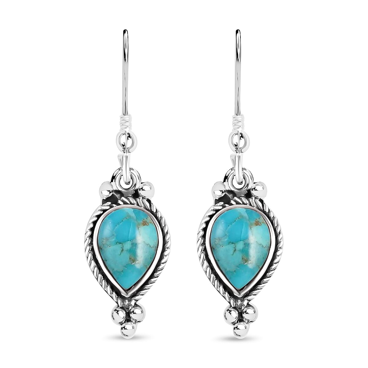 Santa Fe Style Kingman Turquoise 1.00 ctw Earrings in Sterling Silver Silver Solitaire Earrings Silver Jewelry For Women