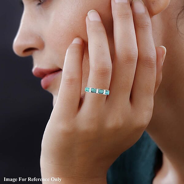 Santa Fe Style Kingman Turquoise 1.00 Ctw Ring In Sterling Silver Band Ring Boho Western Turquoise Jewelry For Women
