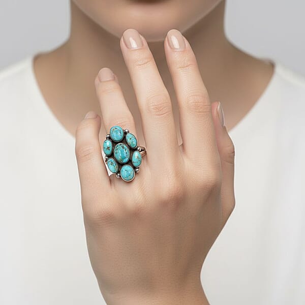 Santa Fe Style Kingman Turquoise 1.05 Ctw Ring In Sterling Silver