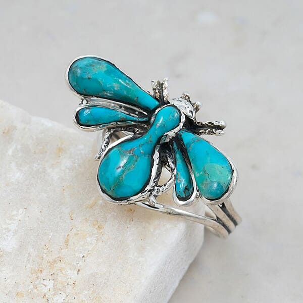 Santa Fe Style Kingman Turquoise 1.25 Ctw Ring In Sterling Silver