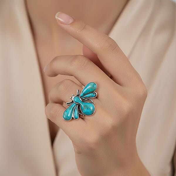 Santa Fe Style Kingman Turquoise 1.25 Ctw Ring In Sterling Silver