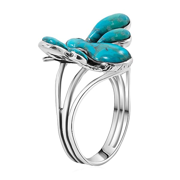 Santa Fe Style Kingman Turquoise 1.25 Ctw Ring In Sterling Silver