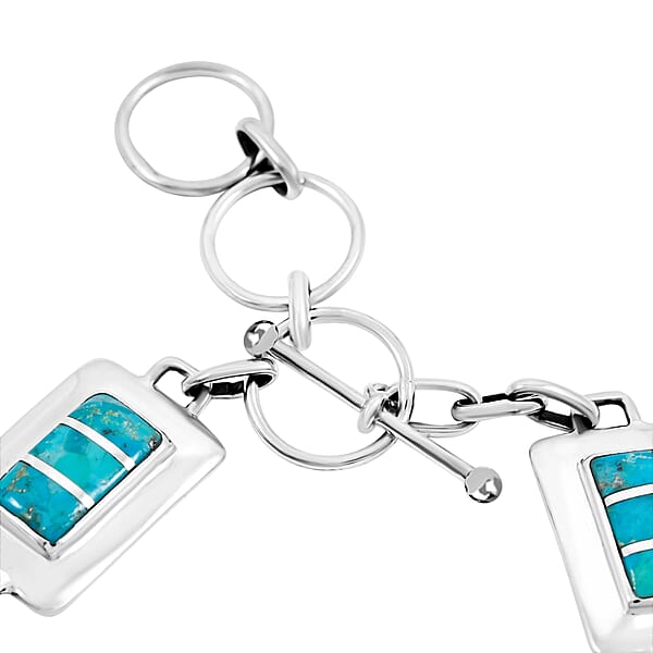 Santa Fe Style Kingman Turquoise 1.50 Ctw Bracelet In Sterling Silver (8.00 In)