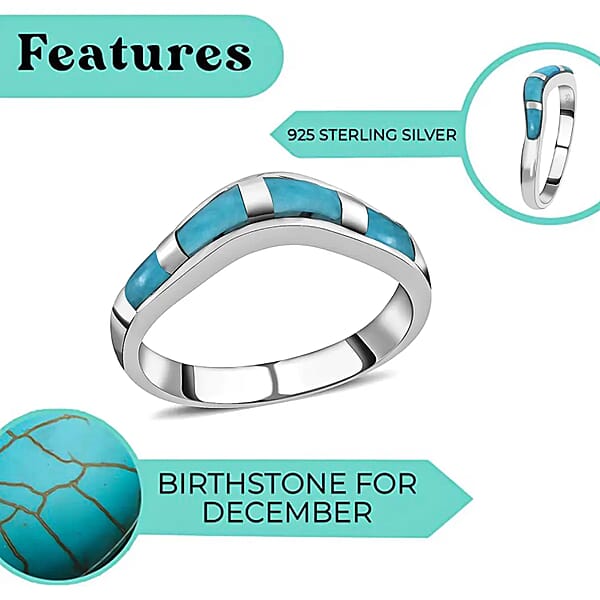 Santa Fe Style Kingman Turquoise 1.75 Ctw Band Ring In Sterling Silver Boho Western Turquoise Jewelry For Women Wishbone Engagement Band