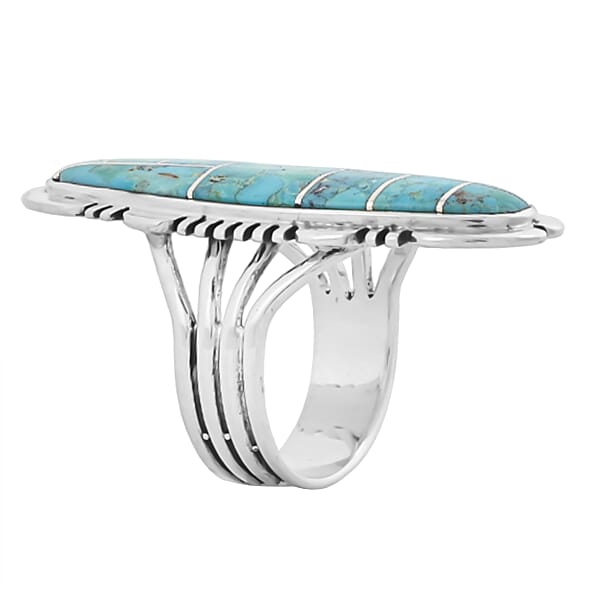 Santa Fe Style Kingman Turquoise 11.00 Ctw Ring In Sterling Silver