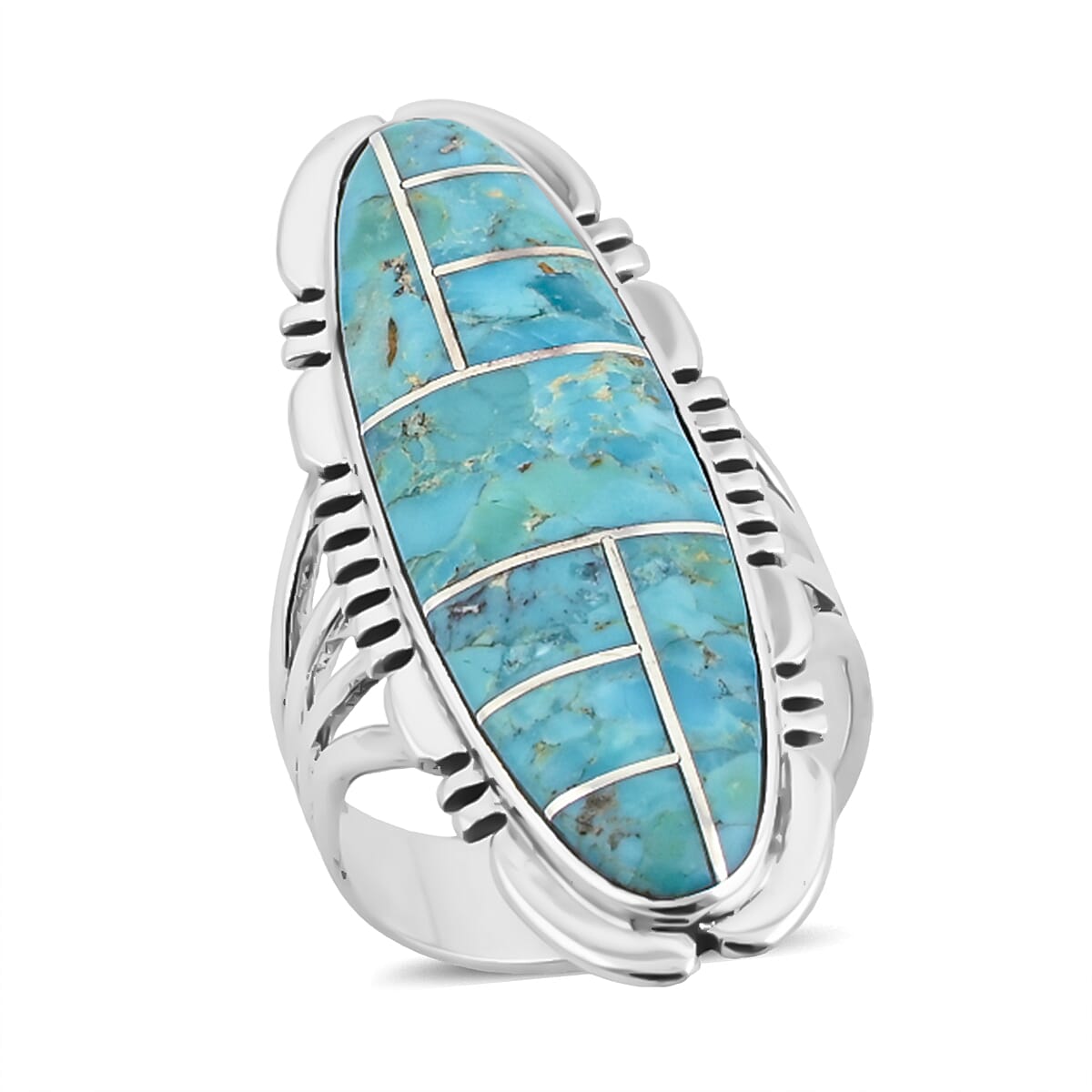 Santa Fe Style Kingman Turquoise 11.00 ctw Ring in Sterling Silver