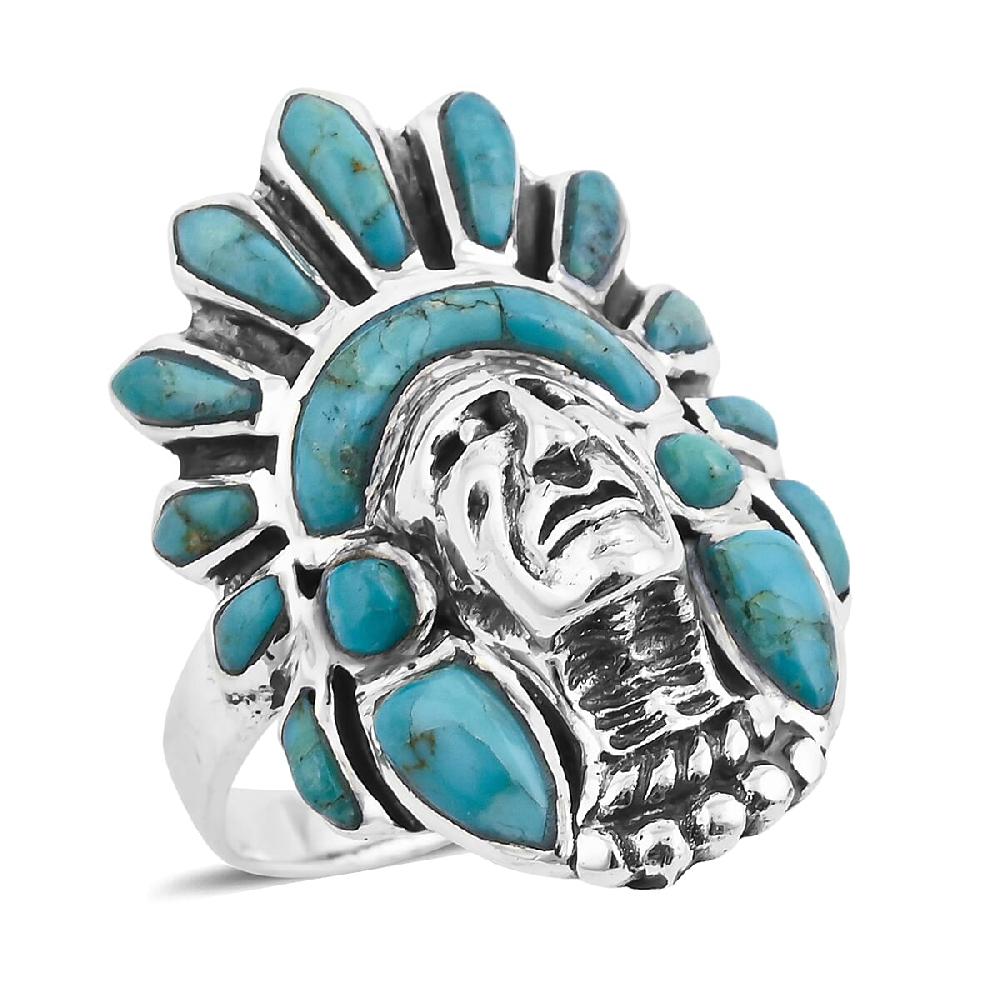 Santa Fe Style Kingman Turquoise 16.00 ctw Ring in Sterling Silver