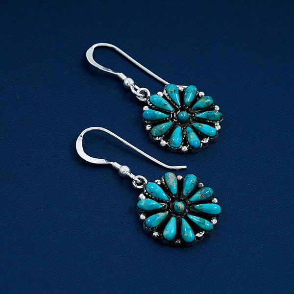 Santa Fe Style Kingman Turquoise 2.20 Ctw Earrings In Sterling Silver
