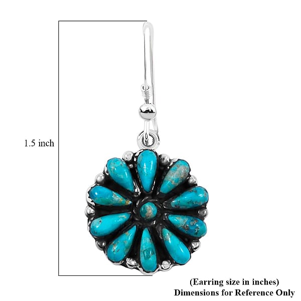 Santa Fe Style Kingman Turquoise 2.20 Ctw Earrings In Sterling Silver