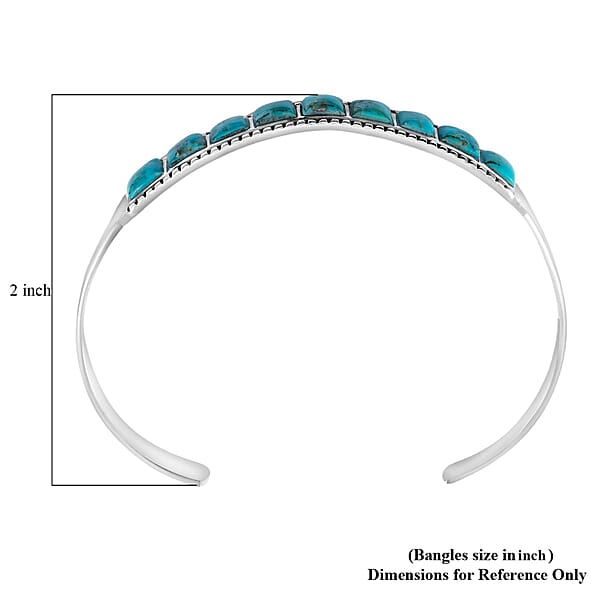 Santa Fe Style Kingman Turquoise 2.70 Ctw Bracelet In Sterling Silver (Adjustable)