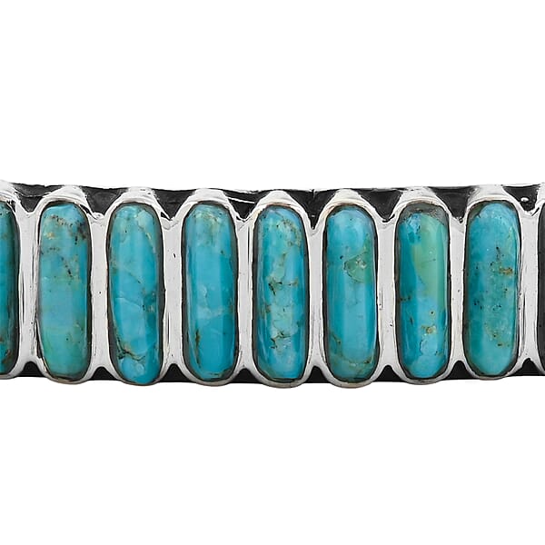 Santa Fe Style Kingman Turquoise 24 Ctw Bracelet In Sterling Silver (7.00 In)