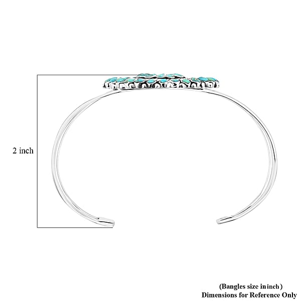 Santa Fe Style Kingman Turquoise 4.20 Ctw Bracelet In Sterling Silver (Adjustable)
