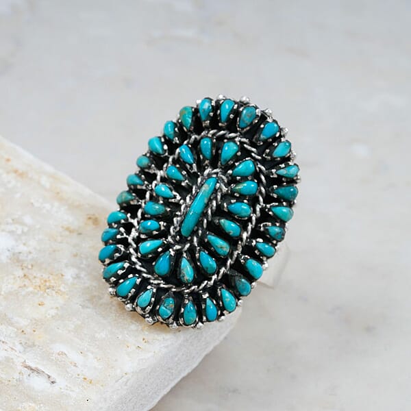 Santa Fe Style Kingman Turquoise 4.40 Ctw Ring In Sterling Silver