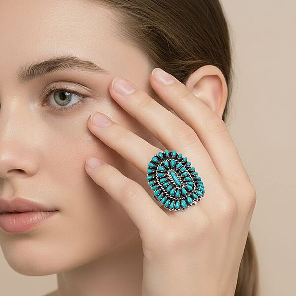 Santa Fe Style Kingman Turquoise 4.40 Ctw Ring In Sterling Silver