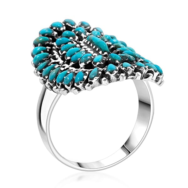 Santa Fe Style Kingman Turquoise 4.40 Ctw Ring In Sterling Silver