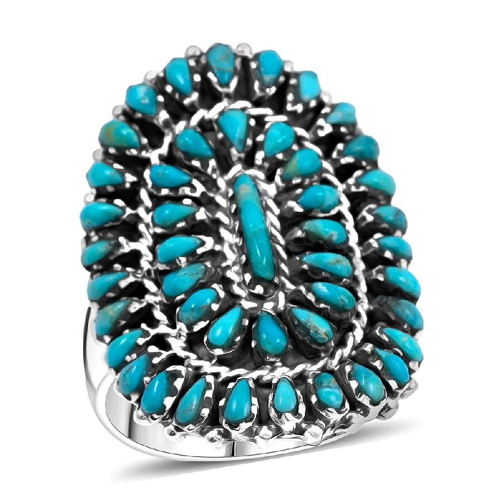 Santa Fe Style Kingman Turquoise 4.40 ctw Ring in Sterling Silver