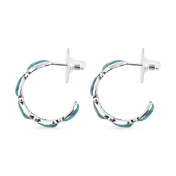 Santa Fe Style Kingman Turquoise 6 Ctw Earrings In Sterling Silver