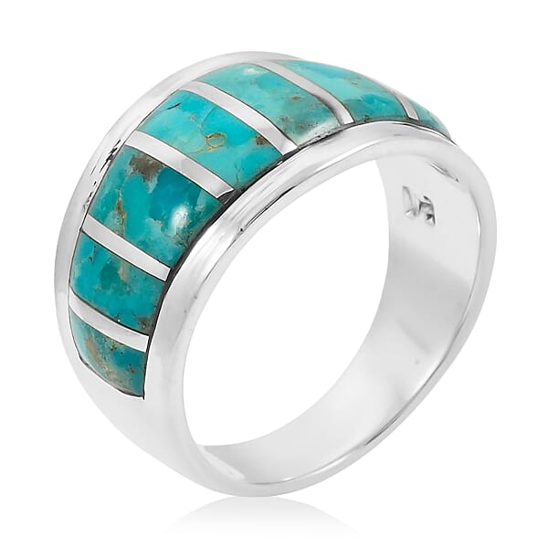 Santa Fe Style Kingman Turquoise 8.00 Ctw Ring In Sterling Silver