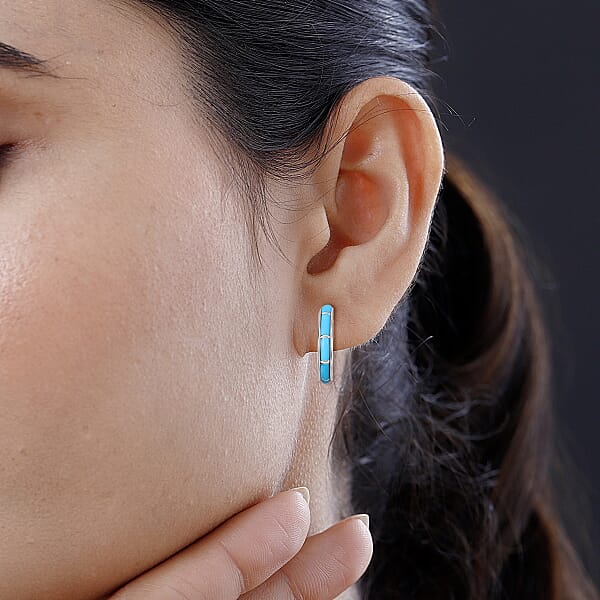 Santa Fe Style Kingman Turquoise Earrings In Sterling Silver Boho Western Turquoise Jewelry For Women Silver Earrings (7.50 In) 1.50 Ctw