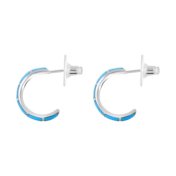 Santa Fe Style Kingman Turquoise Earrings In Sterling Silver Boho Western Turquoise Jewelry For Women Silver Earrings (7.50 In) 1.50 Ctw