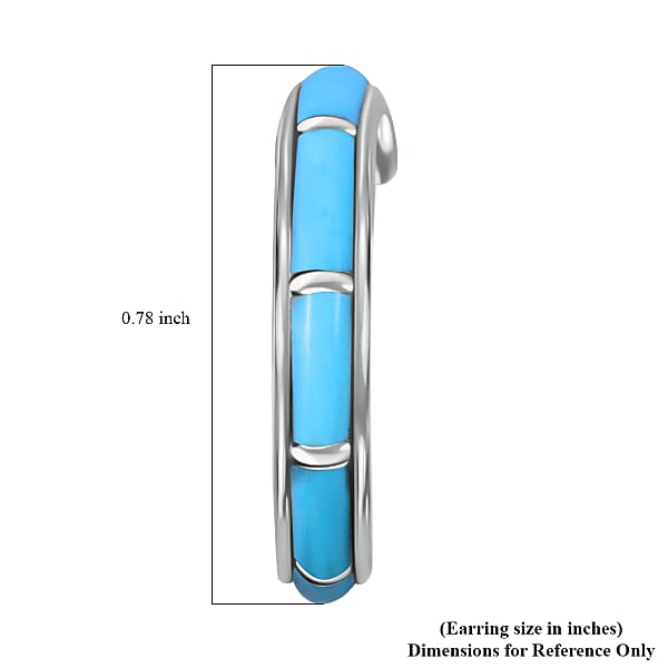 Santa Fe Style Kingman Turquoise Earrings In Sterling Silver Boho Western Turquoise Jewelry For Women Silver Earrings (7.50 In) 1.50 Ctw