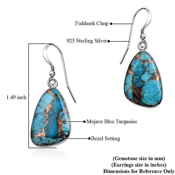 Santa Fe Style Mojave Blue 18.00 Ctw Earrings In Sterling Silver Silver Solitaire Dangle Earrings Silver Jewelry For Women
